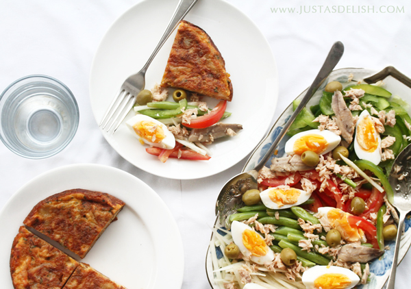 Tortilla De Patatas with Nicoise Style Salad